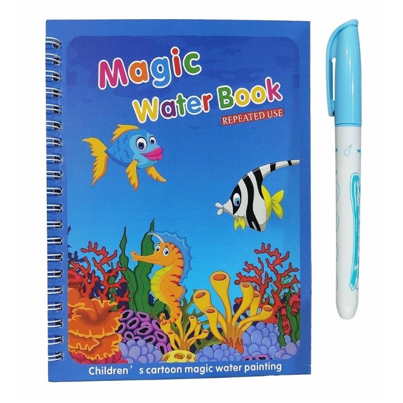 Water Magic Book for Kids | Reusable Coloring Book with Self-Drying Water Pen